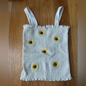 No Boundaries Cream Tank Top with Sunflower Detail